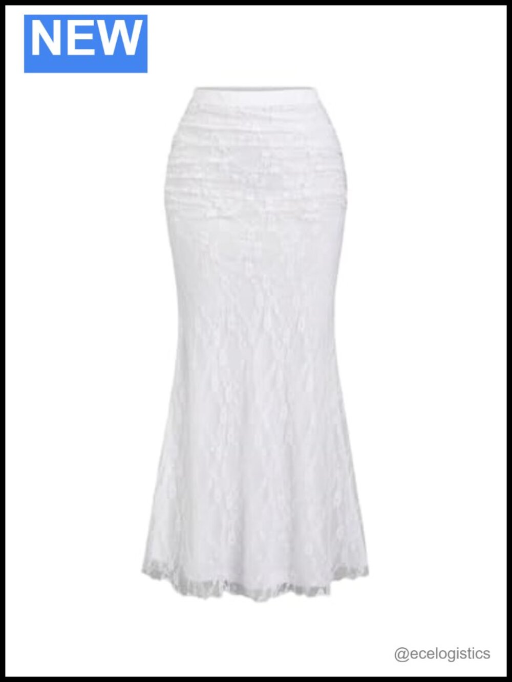 Women's Elegant Lace Long Skirt Elastic High Waisted Ruched Bodycon Fishtail